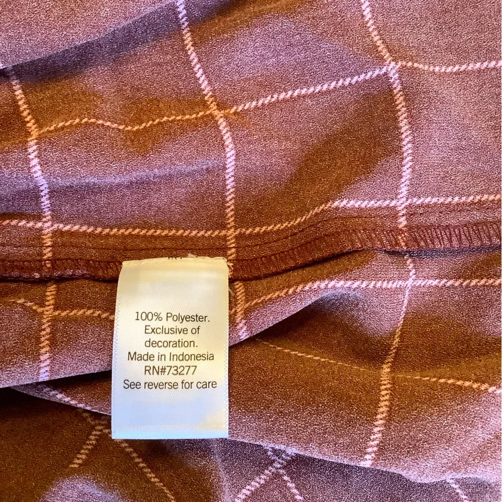 NWT Lauren Conrad Ruffle Plaid Dark Red Plaid Cropped Blouse, Sz L - Picture 4 of 4